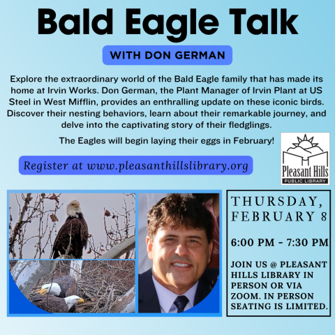 Bald Eagle Program with description of program and photos of Dan German and Eagles