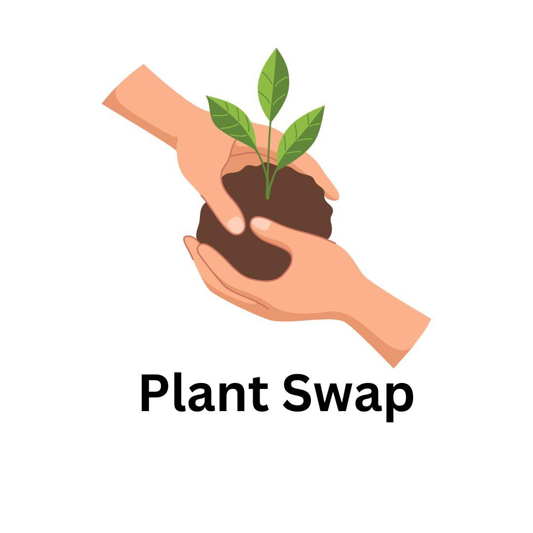 One hand is handing a small plant to another hand