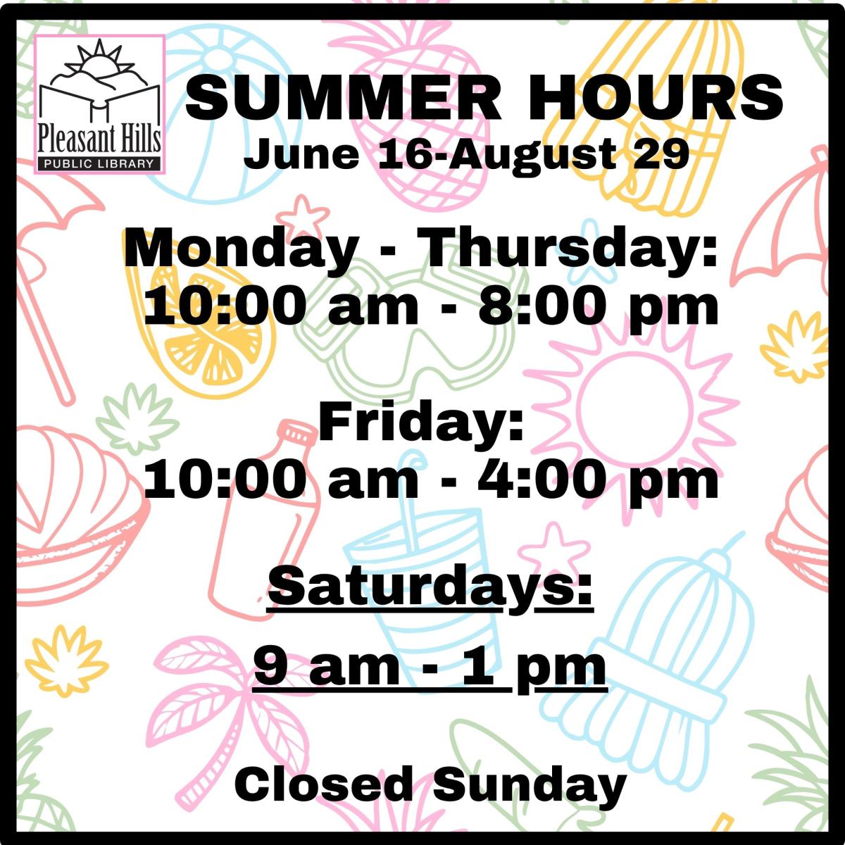 summer Saturdays 9am to 1pm